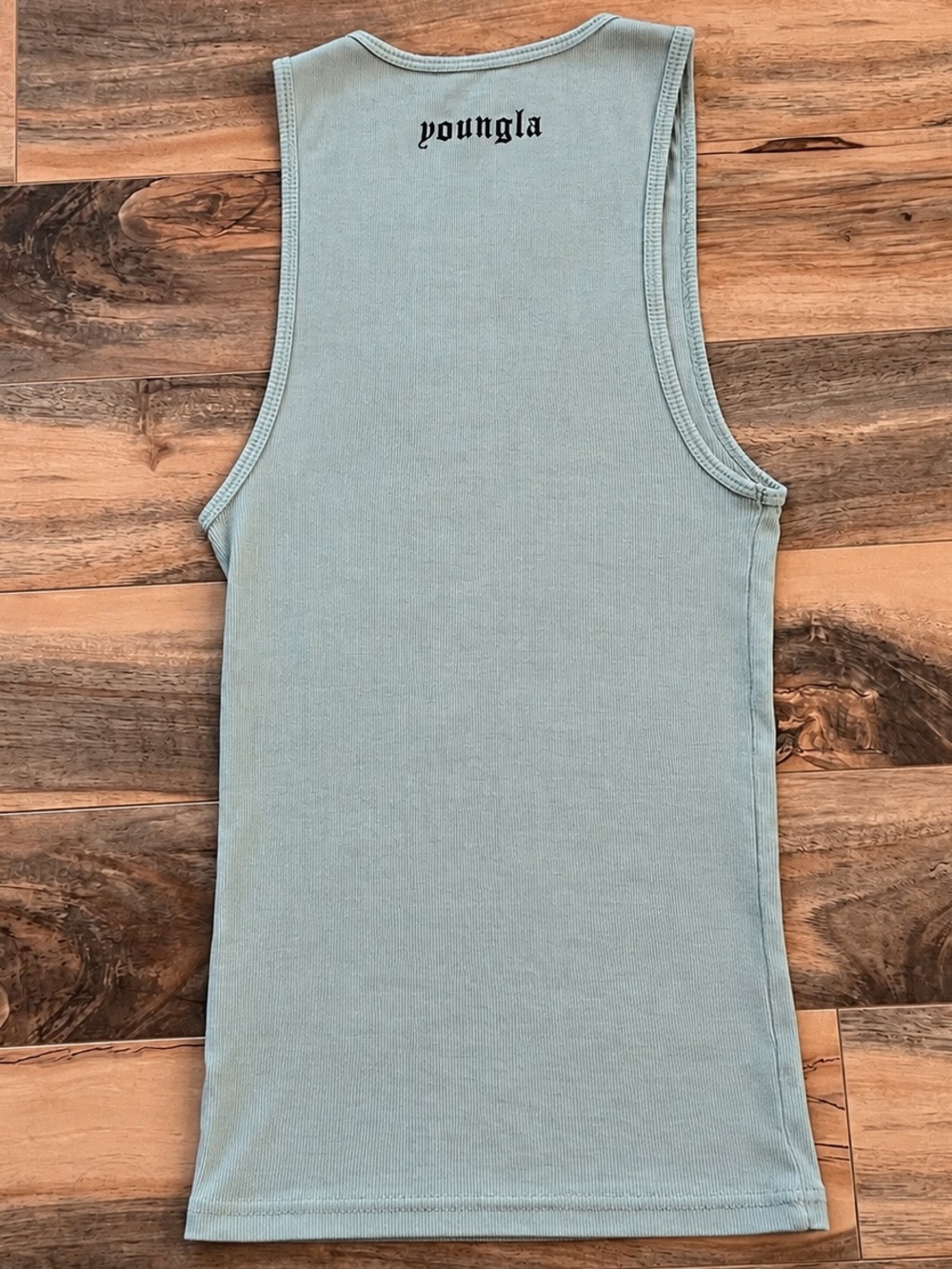 YoungLA Men’s Large Taupe Ribbed Tank Top Fitted Bodybuilding Gym Workout Shirt